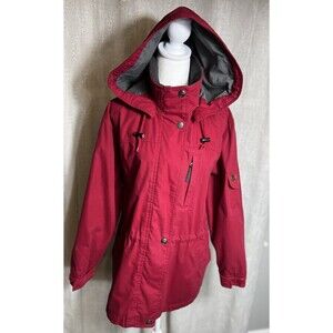 Pacific Trail Red Women MP Lined Winter Coat Jacket Removeable Hood Vintage